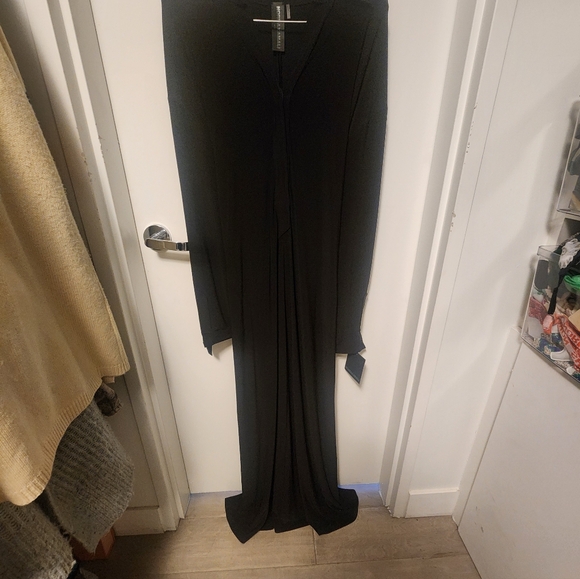 Norma Kamali Tie Front Black Maxi Dress With Tag - Picture 6 of 8